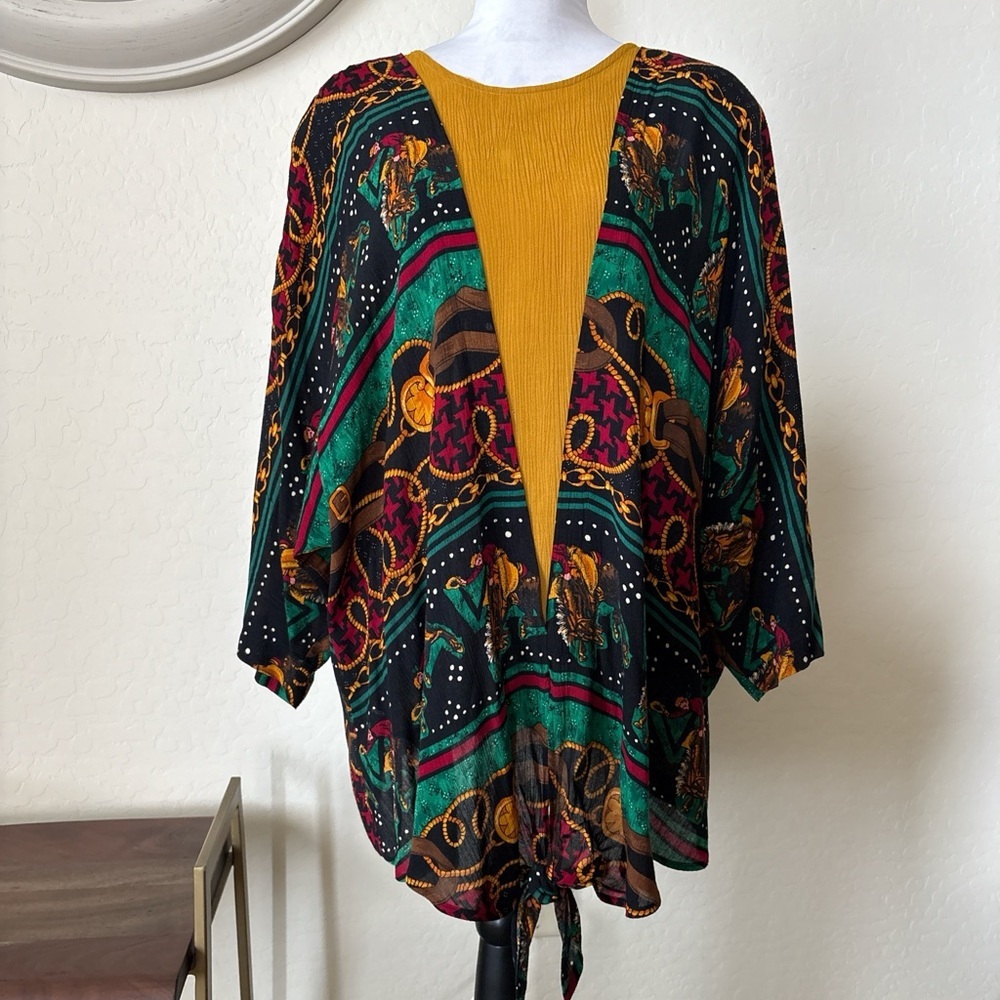 Vintage 70-80 s SHARON ANTHONY  Women's 3/4 sleeves 100% rayon Tunic XXL